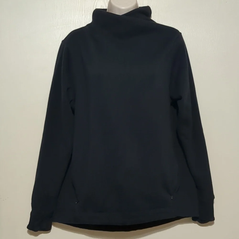 ATHLETA Cozy Karma Twist Neck Sweatshirt Black Lined Pullover Size Medium